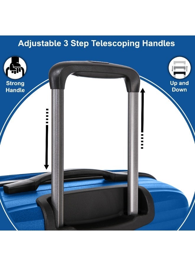 CABINPRO Light Weight PP Fashion Trolley Luggage Expandable Hard Case Carry on Suitcase with Safe Zipper and 4 Quite 360° Double Spinner Wheels CP002 Sapphire Blue - Image 3